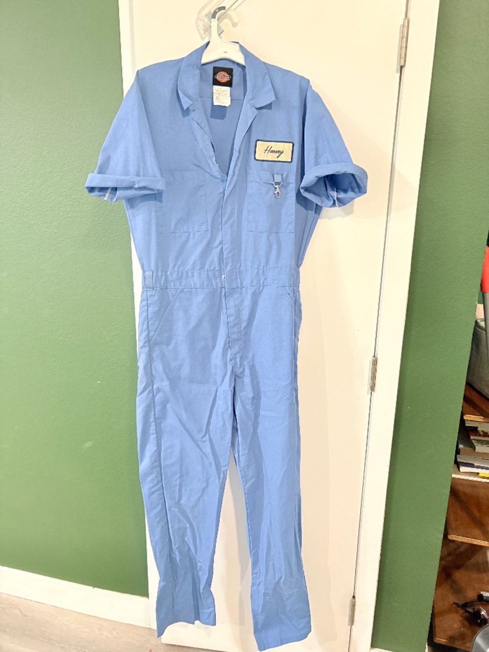Dickies Vintage Short Sleeve Mechanics Coveralls Light Blue Harvey Patch S